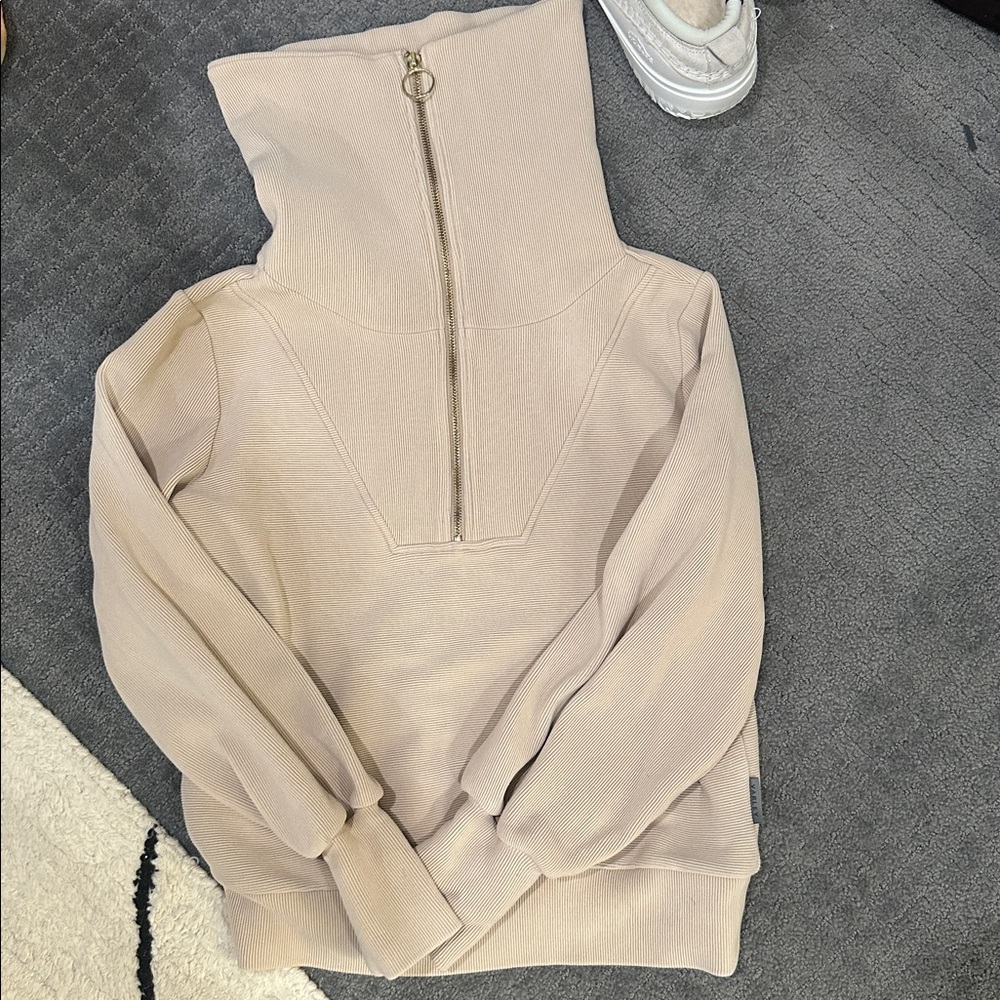 Varley Beige Ribbed Vine Half Zip - image 2